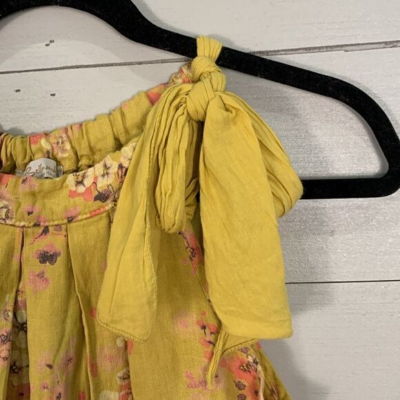 Bellambia 100% linen yellow floral midi sundress made in Italy woman’s small - Picture 5 of 9